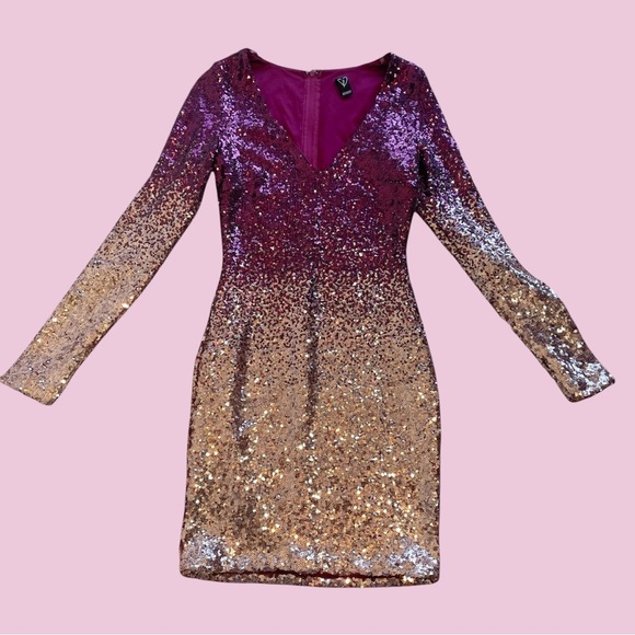 Windsor Ombré Sequin Mini Long Sleeve Dress - Picture 3 of 16